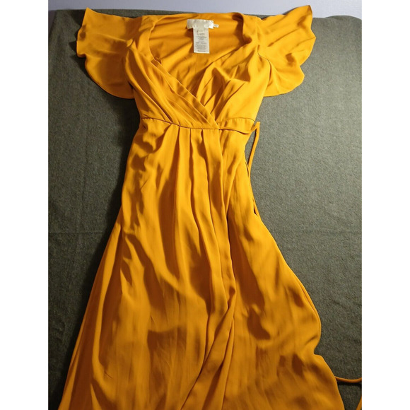 Davids Bridal Formal Floor Length Wrap Dress Size 6 Marigold NWT ,Flutter Sleeve - Picture 16 of 16